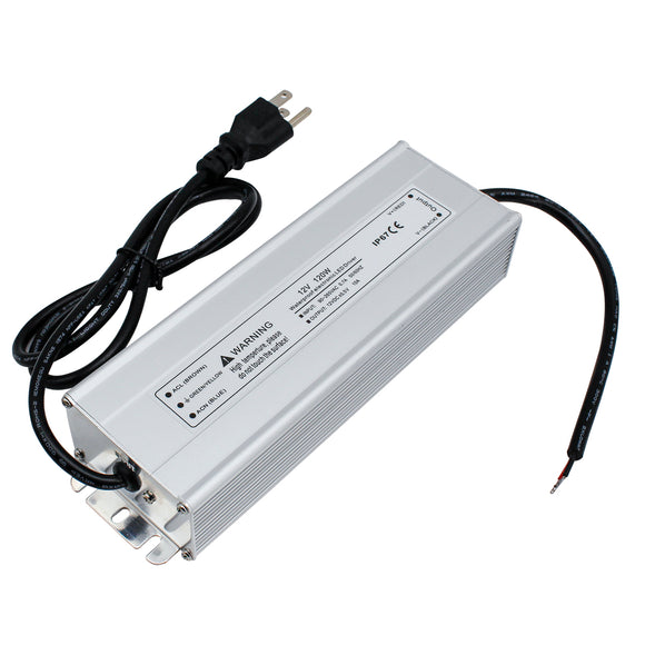 12V LED Power Supply 120W, Waterproof Low Voltage Transformer, 12 Volt DC Output with 3-Prong Plug, 3.3ft Cable