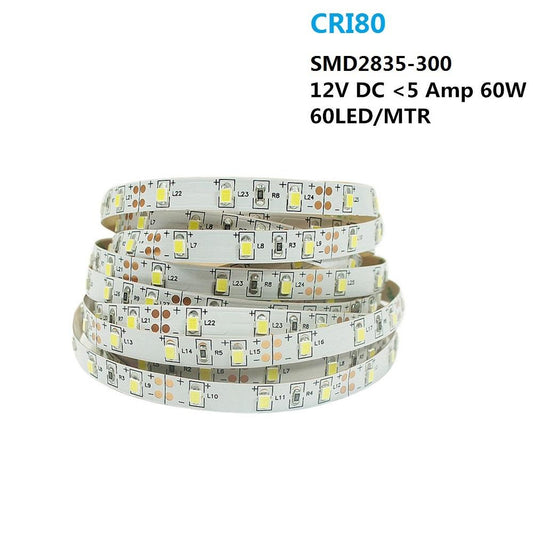 2700K/3000K/4000K/5500K White Color DC 12V Dimmable SMD2835-300 Flexible LED Strips 60 LEDs Per Meter 8mm Width 1000lm Per Meter LED Tape Light - LEDStrips8