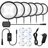 Newest Black LED Under Cabinet Lighting Kit, 1020 Lumens LED Puck Light, 5000K Daylight White, CRI90+, Touch Dimming, All Accessories Included, for Kitchen, Closet Lights, Safe Light, 6-Pack