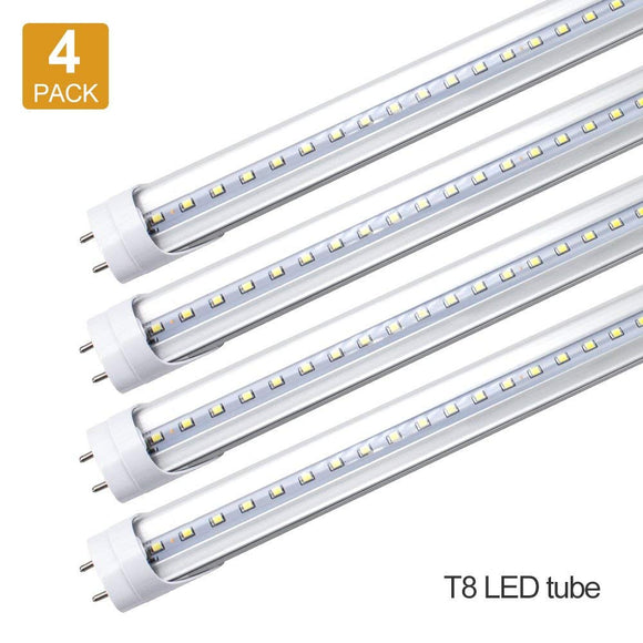 LED T8 Light Tube 3FT, Daylight White 5000K, Dual-End Powered Ballast Bypass, 1600Lumens 15W (32W Fluorescent Equivalent), Clear Cover, AC85-265V Lighting Tube Fixtures, 4 Pack