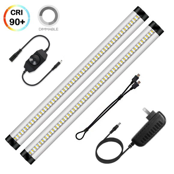 Ultra Thin LED Under Cabinet Lighting, Dimmable Under Counter Lighting, 10W 600LM CRI90, Warm White 3000K, All Accessories Included, 2 Pack