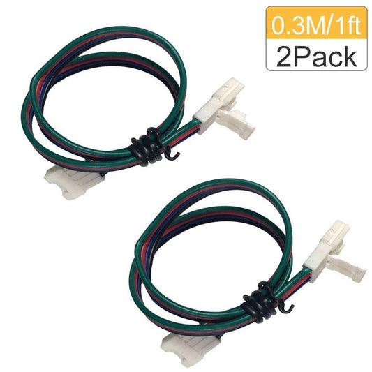 2 Pack (2016 Updated Version) Solderless Jumper Snap Down 4Conductor LED Strip Connectors for 10mm Wide SMD5050 RGB Color Flex LED Strips - LEDStrips8