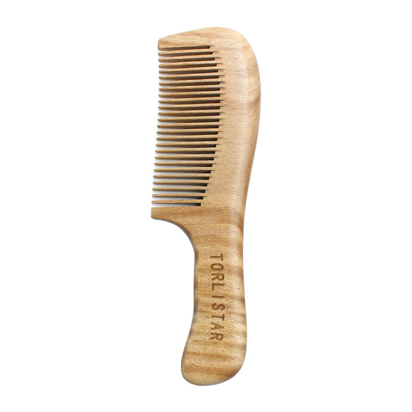 TORLISTAR Natural Handmade Green Sandalwood Wide Tooth & Fine Tooth Hair Combs, Natural Sandal wood scent for Beautiful Hairs. None-Tangled Hair & Anti-Static by nature