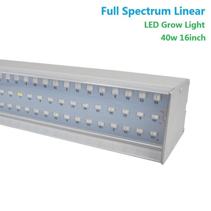 40W 16'' Full Spectrum Linear LED Grow Light Strip 6 Bands with IR & UV included, Adjustable Hanger, Idea for Greenhouse, Vegetables & Fruits, Horticulture, Propagation and City Farming