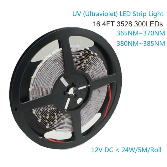 365nm/380nm SMD3528-300 12V 24W UV (Ultraviolet) LED Strip Light for UV Curing, Currency Validation, Medical Field - LEDStrips8