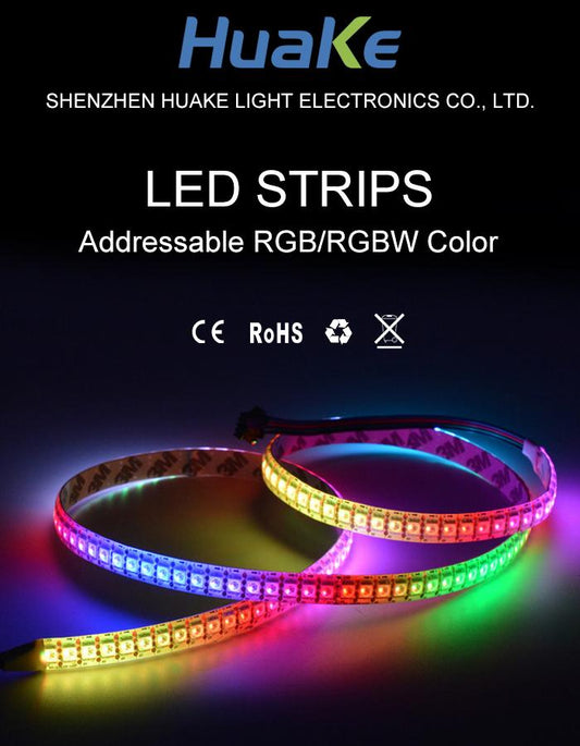 LED Flexible Strip Lights - Addressable RGB/RGBW Color