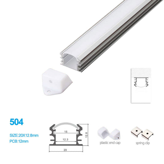 5/10/25/50 Pack 20MM*12.8MM LED Aluminum Profile with Semiround Milky White Cover, Ceiling or Wall Mounted for LED Rigid Strip Lighting System - LEDStrips8