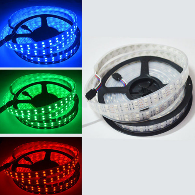 DC 12V RGB Color Changing SMD5050-600 Double Row Flexible LED Strips 120 LEDs Per Meter 15mm Width - LEDStrips8