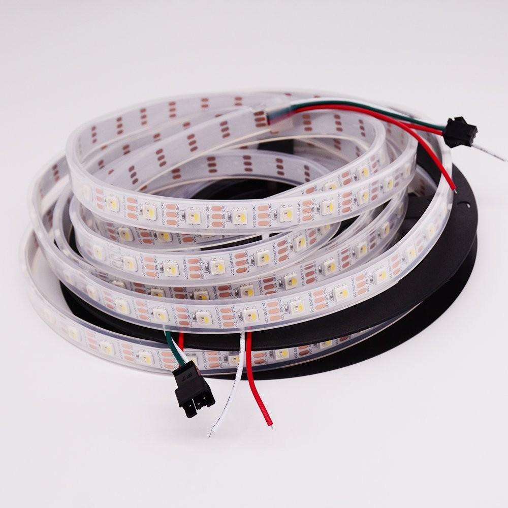 DC 5V SK6812 Individually Addressable LED Strip Light 5050 RGBW 16.4 Feet (500cm) 60LED/Meter LED Pixel Flexible Tape White PCB - LEDStrips8