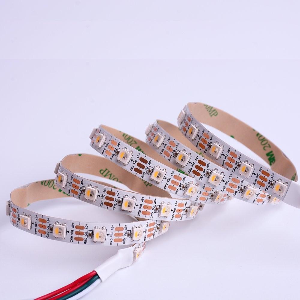 DC 5V SK6812 Individually Addressable LED Strip Light 5050 RGBW 16.4 Feet (500cm) 60LED/Meter LED Pixel Flexible Tape White PCB - LEDStrips8