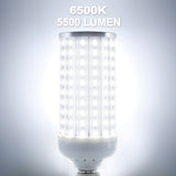 Super Bright 60W (500W Equivalent 5500Lumen) LED Corn Light Bulb, E26/E27 Medium Base, 6500K Daylight White, for Indoor Outdoor Large Area Lighting, Garage Factory Warehouse Backyard, Basement