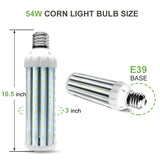 Super Bright 54W LED Corn Light Bulb, E39/E40 Large Mogul Base, 6500K Daylight White, 400 Watt Equivalent for Indoor Outdoor Large Area Lighting, Garage Factory Warehouse Backyard, HID, HPS
