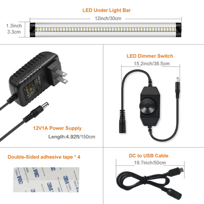 3 Pack LED Under Cabinet Lighting Dimmable Cool White, 15W 900LM CRI90, All Accessories Included - LEDStrips8