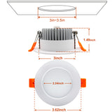 10 Pack - 3.5 Inch LED Recessed Lighting Dimmable Downlight, 7W(55W Halogen Equivalent), CRI80, LED Ceiling Light with LED Driver