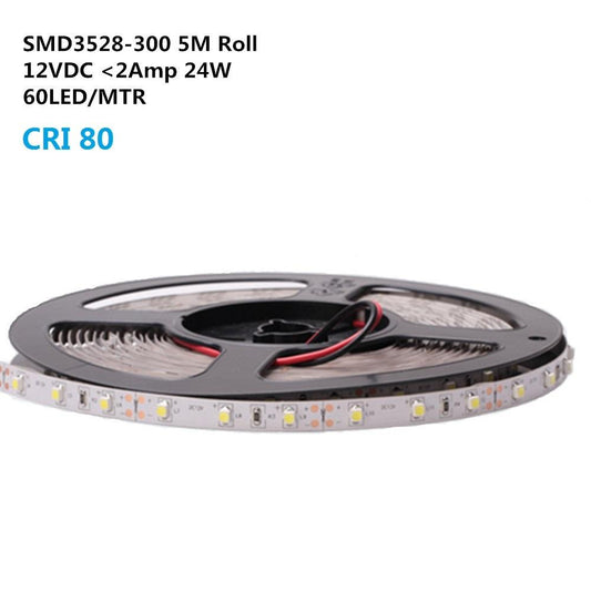 DC 12V Dimmable SMD3528-300 Flexible LED Strips 60 LEDs Per Meter 8mm Width 300lm Per Meter - LEDStrips8