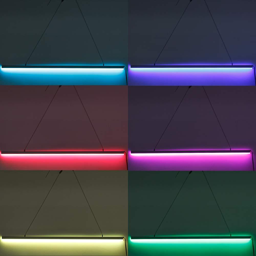 5Pack 3.3ft/1M RGB Color Changing LED Light Bar Kit with LED Crystal Hanging Linear Light Aluminum Channel System Ultra Thin Silver Track Lighting Kit Profile Acrylic Frosted Covers, Extrusion include the 6mm RGB LED Tape Strip Light inside - LEDStrips8