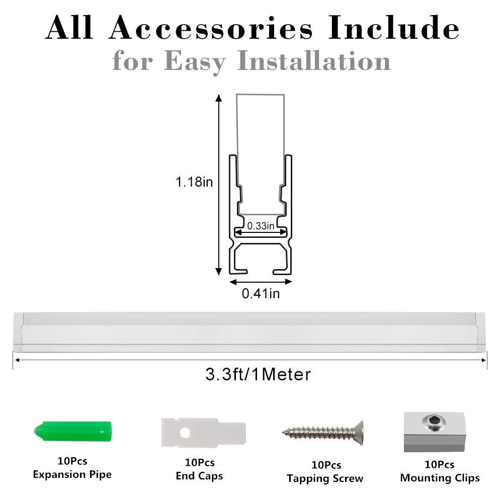 5Pack 3.3ft/1M RGB Color Changing LED Light Bar Kit with LED Crystal Hanging Linear Light Aluminum Channel System Ultra Thin Silver Track Lighting Kit Profile Acrylic Frosted Covers, Extrusion include the 6mm RGB LED Tape Strip Light inside - LEDStrips8