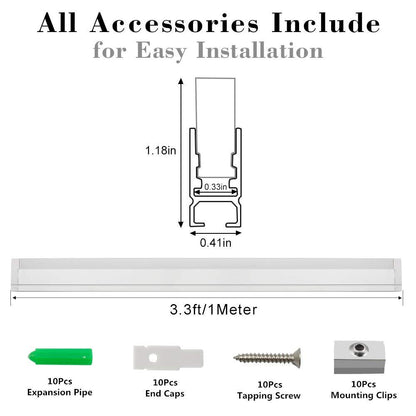 5Pack 3.3ft/1M RGB Color Changing LED Light Bar Kit with LED Crystal Hanging Linear Light Aluminum Channel System Ultra Thin Silver Track Lighting Kit Profile Acrylic Frosted Covers, Extrusion include the 6mm RGB LED Tape Strip Light inside - LEDStrips8