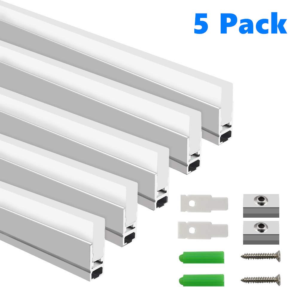 5Pack 3.3ft/1M RGB Color Changing LED Light Bar Kit with LED Crystal Hanging Linear Light Aluminum Channel System Ultra Thin Silver Track Lighting Kit Profile Acrylic Frosted Covers, Extrusion include the 6mm RGB LED Tape Strip Light inside - LEDStrips8