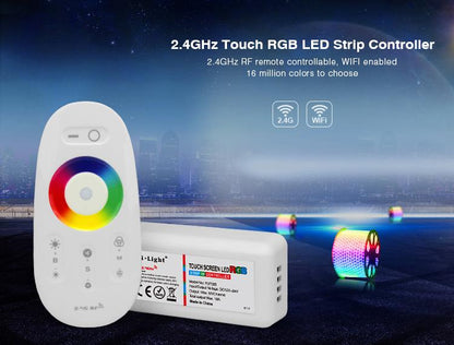 12V-24V DC 2.4G RF Wireless RGB LED Controller for RGB LED Strips with Touch Color Ring Remote - LEDStrips8