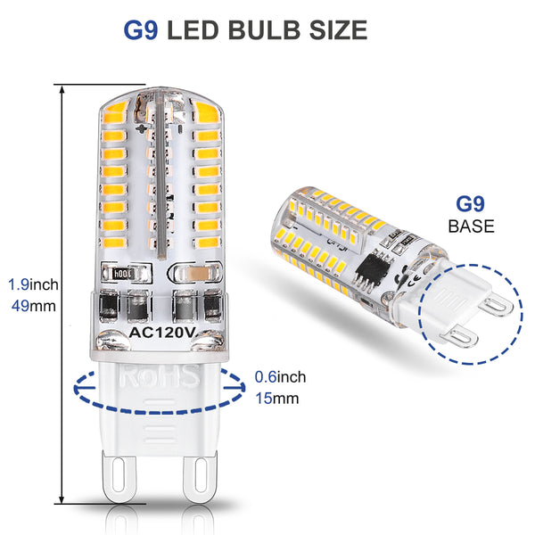 Dimmable G9 LED Bulbs, 4W(35W Halogen Equivalent), 3000K Warm White, CRI80, G9 Base Bulb for Chandelier, Interior Decoration Lighting, Commodity Display Lighting, 6-Pack