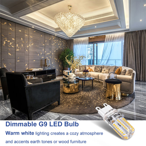 Dimmable G9 LED Bulbs, 4W(35W Halogen Equivalent), 3000K Warm White, CRI80, G9 Base Bulb for Chandelier, Interior Decoration Lighting, Commodity Display Lighting, 6-Pack