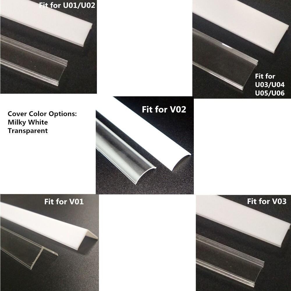 Cover Only Fit for Aluminum Channel Models: U01, U02, U03, U04, U05, U06, V01, V02, V03 - LEDStrips8