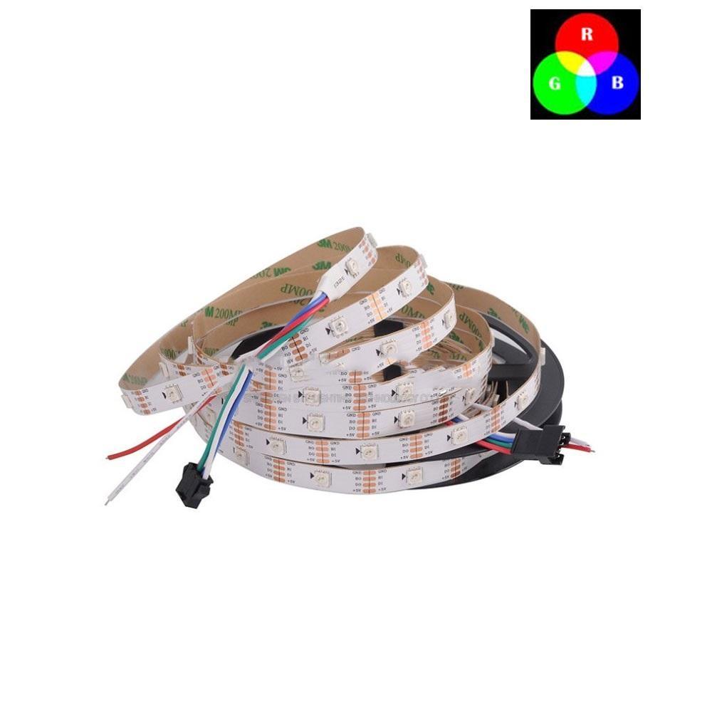 DC 5V TM1914 Breakpoint Continuingly 5050 RGB Color Changing Addressable LED Strip Light 16.4 Ft (500cm) 30LED/Meter LED Pixel Flexible Tape White PCB - LEDStrips8