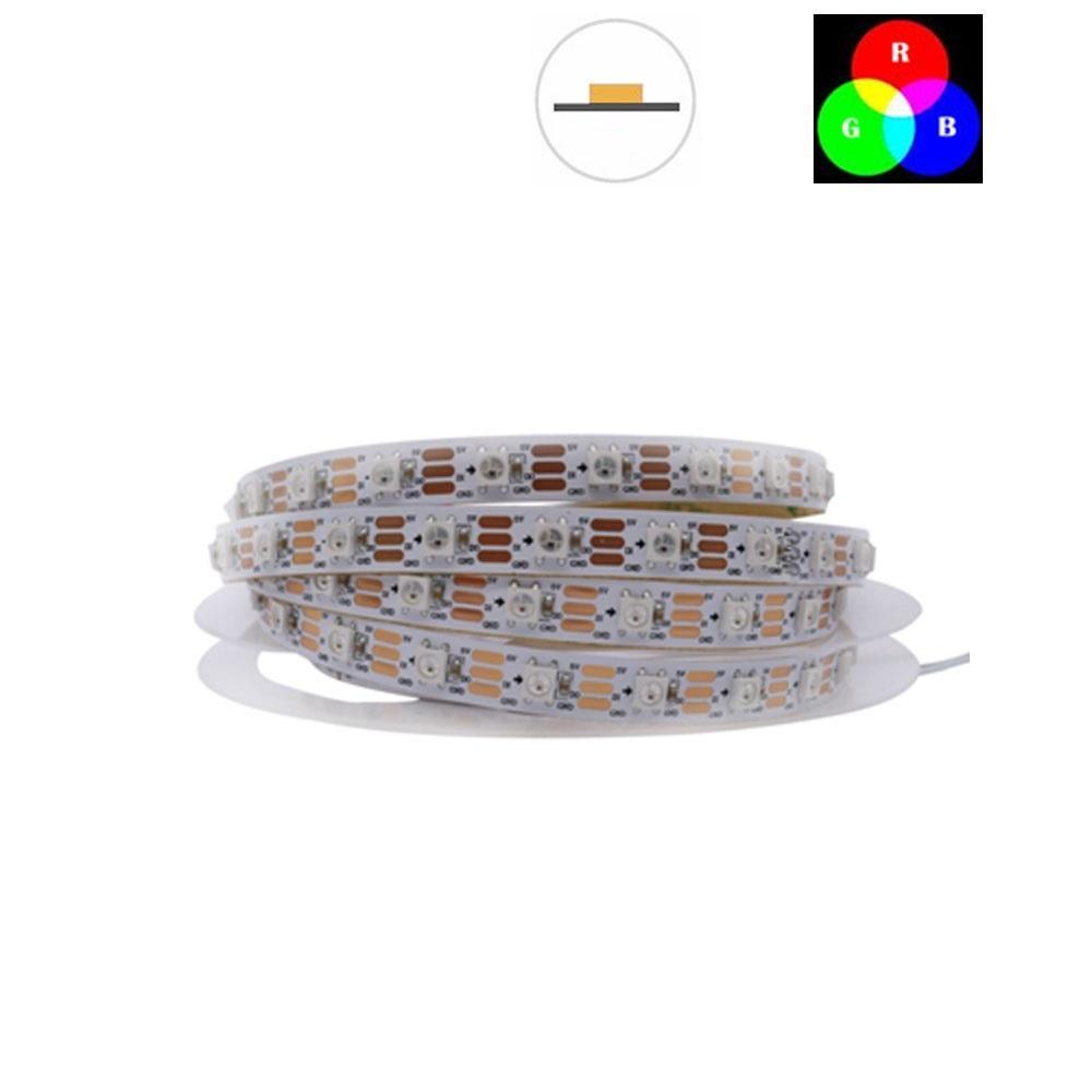 DC 5V TM1914 Breakpoint Continuingly 5050 RGB Color Changing Addressable LED Strip Light 16.4 Ft (500cm) 60LED/Mtr LED Pixel Flexible Tape White PCB - LEDStrips8