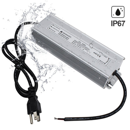 110VAC to 12VDC 10Amp 120W Waterproof IP67 LED Power Supply Outdoor Use w/ US 3.3FT 3-Prong Plug