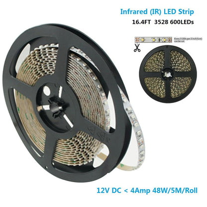 DC12V SMD3528-600-IR InfraRed (850nm/940nm) Signle Chip Flexible LED Strips 120LEDs 9.6W Per Meter - LEDStrips8