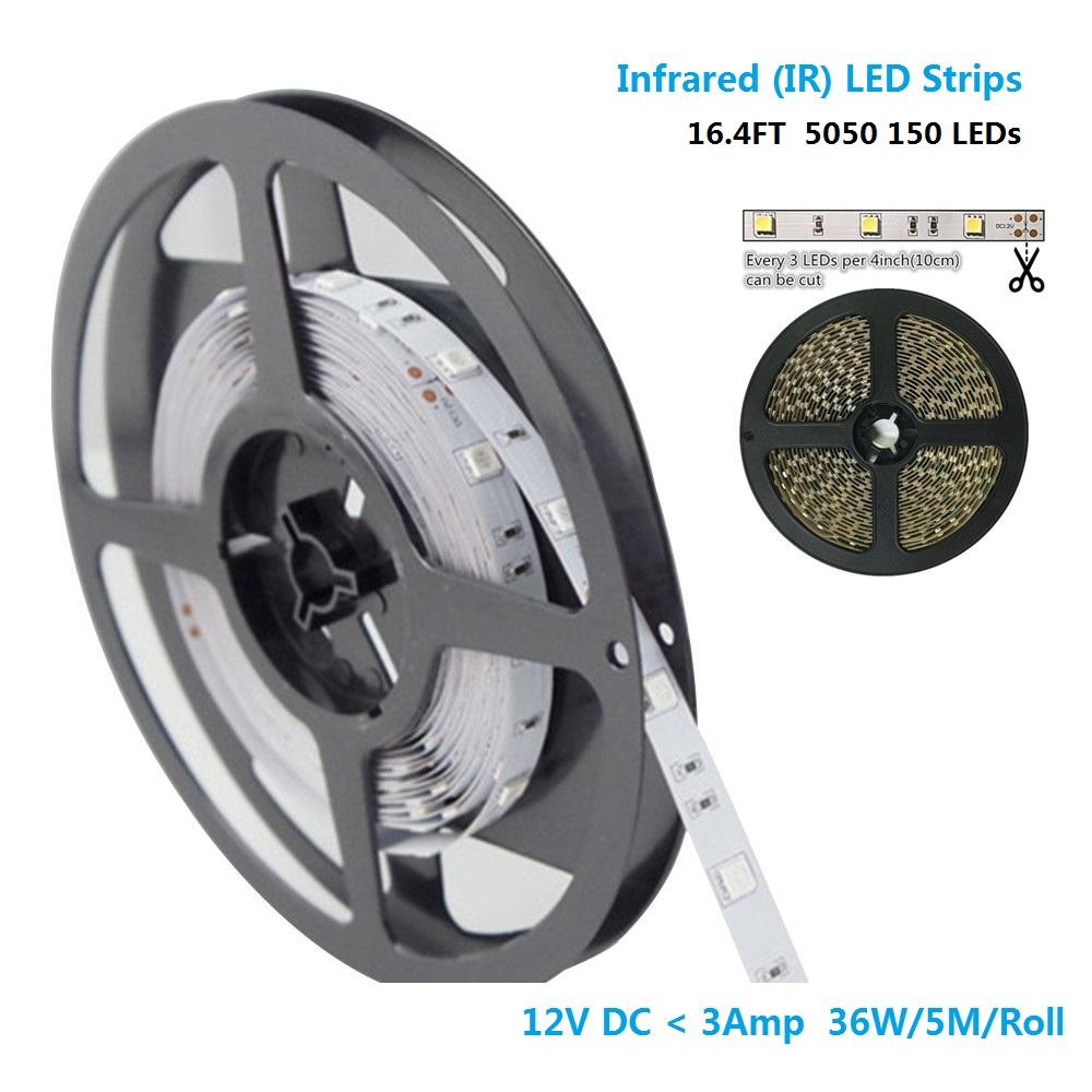 DC12V SMD5050-150-IR InfraRed (850nm/940nm) Tri-Chip Flexible LED Strips 30LEDs 7.2W Per Meter - LEDStrips8