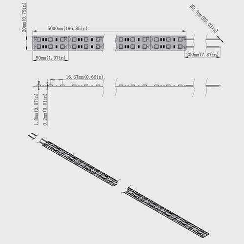 DC12V SMD5050-600-IR InfraRed (850nm/940nm) Tri-Chip Double Row Flexible LED Strips 120LEDs 28.8W Per Meter - LEDStrips8