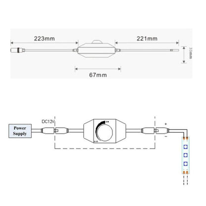 DC 12V-24V 6Amp Rotary Switch Inline Dimmer - LEDStrips8