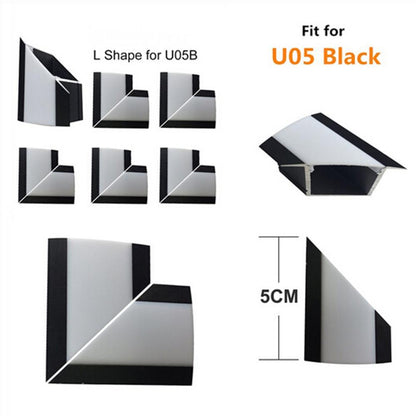 5Pair/10Pcs Spliced L-shape Adapter of LED Aluminum Channel Solution for 90 Angle Turning Corner Cabinet Bar Kitchen Wardrobe Installation Fit for Aluminum Profile Model U01, U02, U03, U04, U05,U06 - LEDStrips8