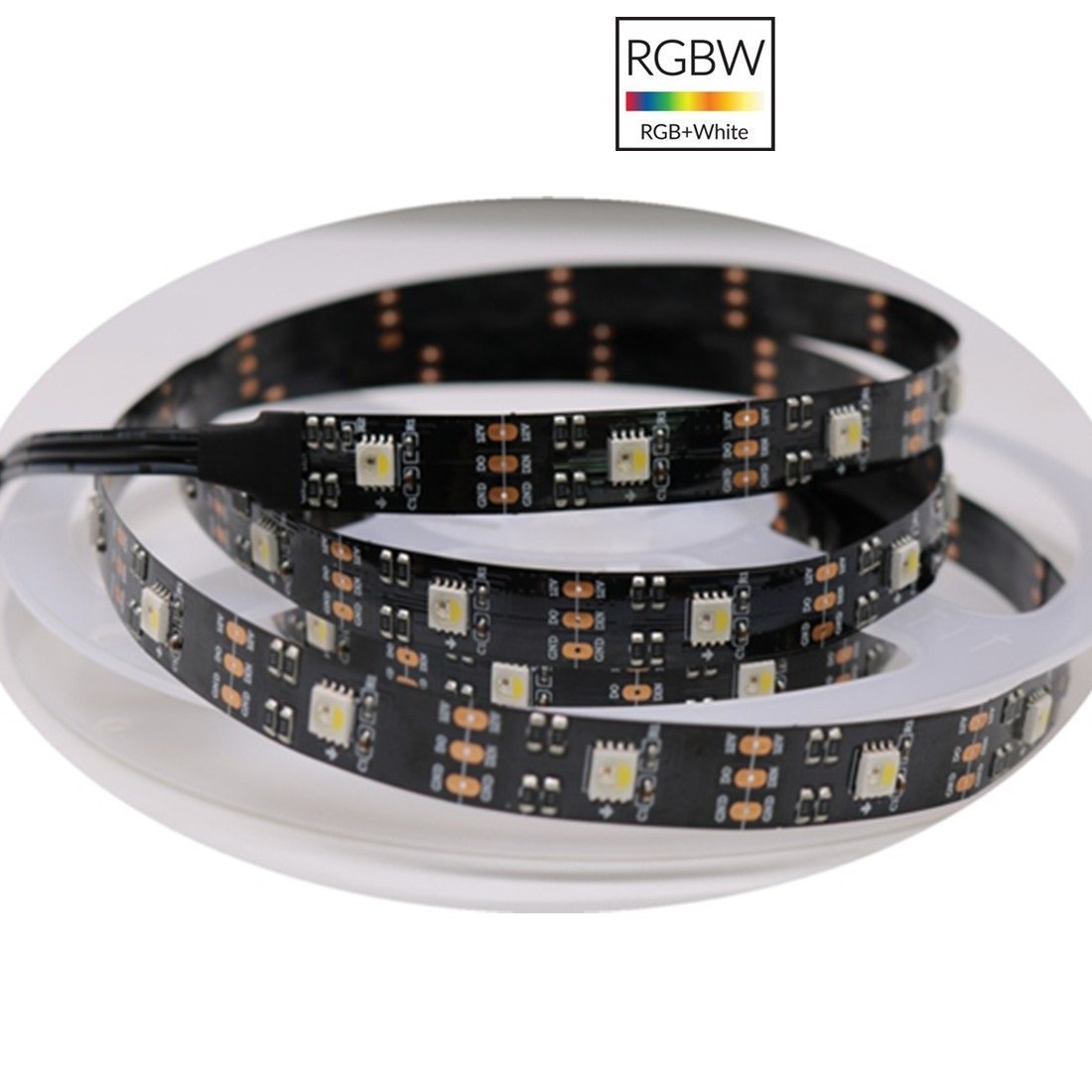 DC 12V SK6812 Individually Addressable LED Strip Light 5050 RGBW 16.4 Feet (500cm) 30LED/Meter LED Pixel Flexible Tape Black PCB - LEDStrips8