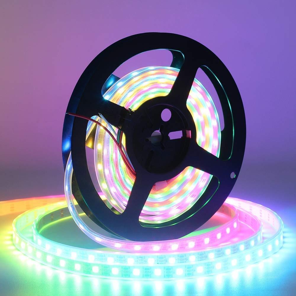 DC 5V SK6812 Individually Addressable LED Strip Light 5050 RGB 16.4 Feet (500cm) 60LED/Meter LED Pixel Flexible Tape White PCB - LEDStrips8