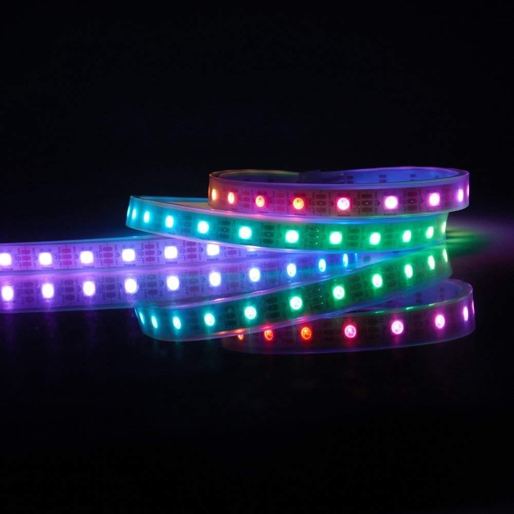 DC 5V SK6812 Individually Addressable LED Strip Light 5050 RGB 16.4 Feet (500cm) 60LED/Meter LED Pixel Flexible Tape White PCB - LEDStrips8