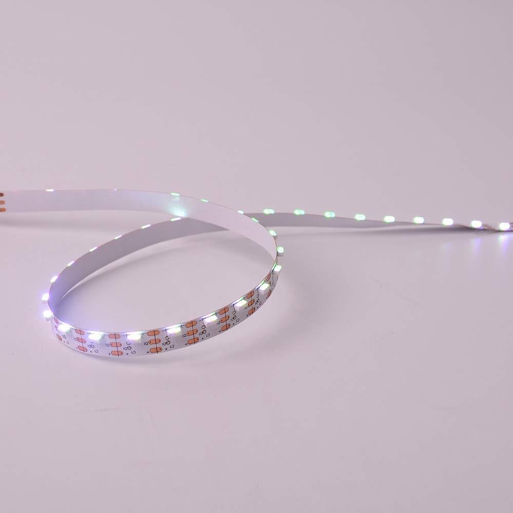 DC 5V 5Meter (16.4Ft) Side Emitting RGB SMD4020 SK6812 Individually Addressable LED Strip Light 60LED/Meter LED Pixel Flexible Tape White PCB - LEDStrips8