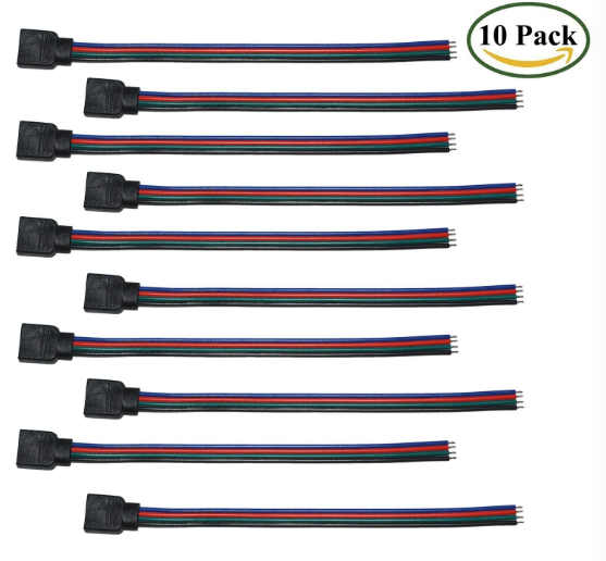 10pcs Pack RGB LED Light Strips Connector with 4Pin plug RGB LED Strip Connector Cable for SMD 5050/3528 RGB LED Strip light - 15cm/6 Inch - LEDStrips8