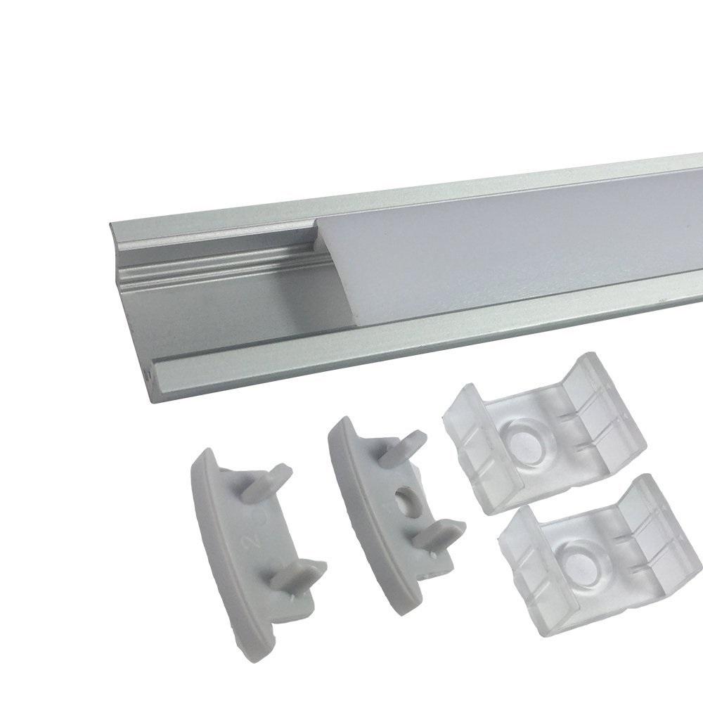 5/10/25/50 Pack Silver U01 9x23mm U-Shape Internal Profile Width 12mm LED Aluminum Channel System with Cover, End Caps and Mounting Clips for LED Strip Light Installations - LEDStrips8