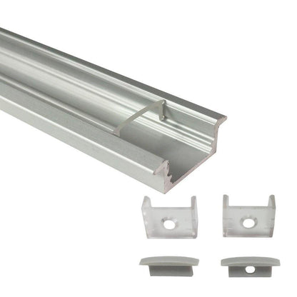 5/10/25/50 Pack Silver U01 9x23mm U-Shape Internal Profile Width 12mm LED Aluminum Channel System with Cover, End Caps and Mounting Clips for LED Strip Light Installations - LEDStrips8