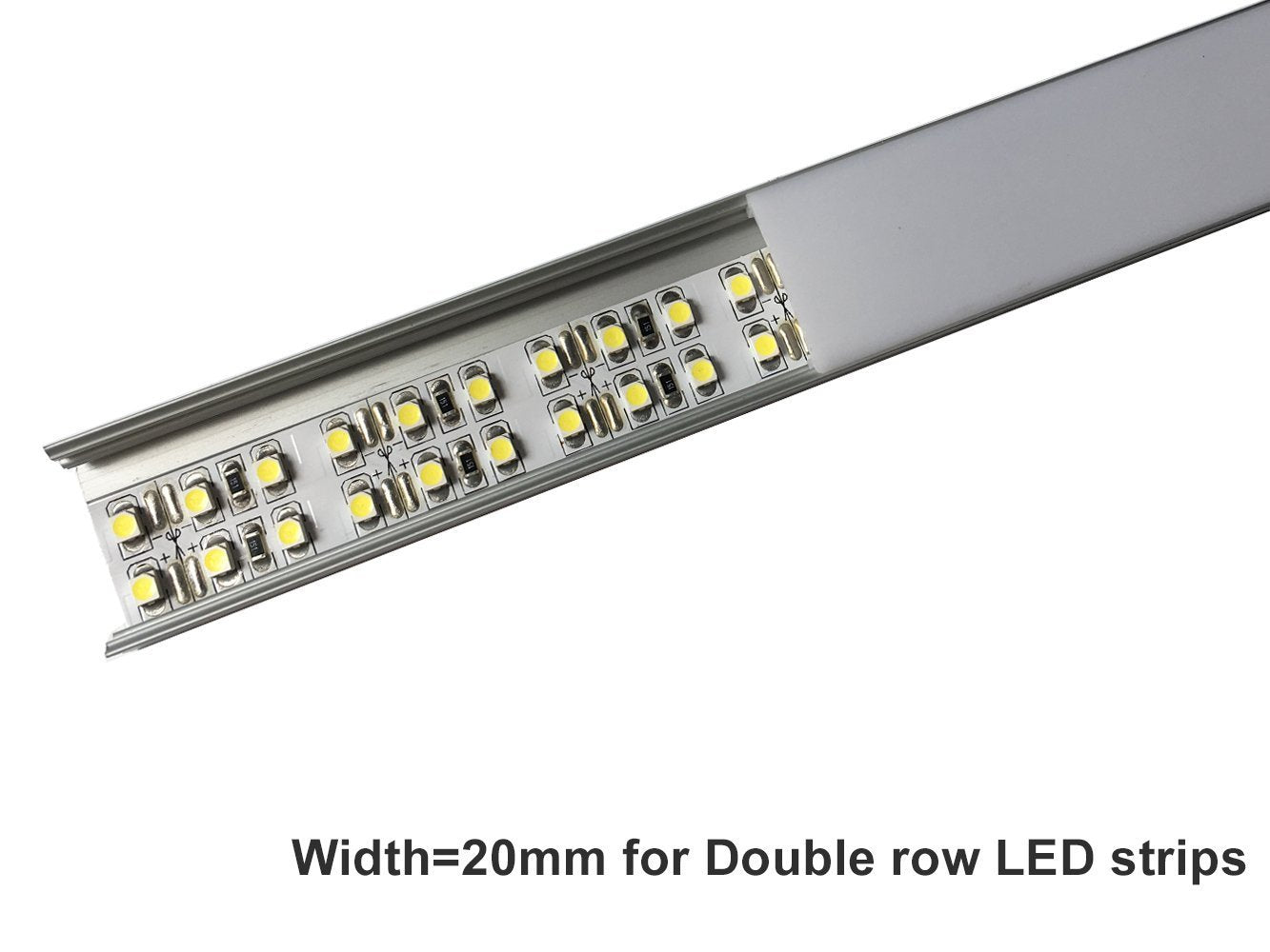 5/10/25/50 Pack Silver U04 10x23mm U-Shape Internal Width 20mm LED Aluminum Channel System with Cover, End Caps and Mounting Clips Aluminum Extrusion for LED Strip Light Installations - LEDStrips8