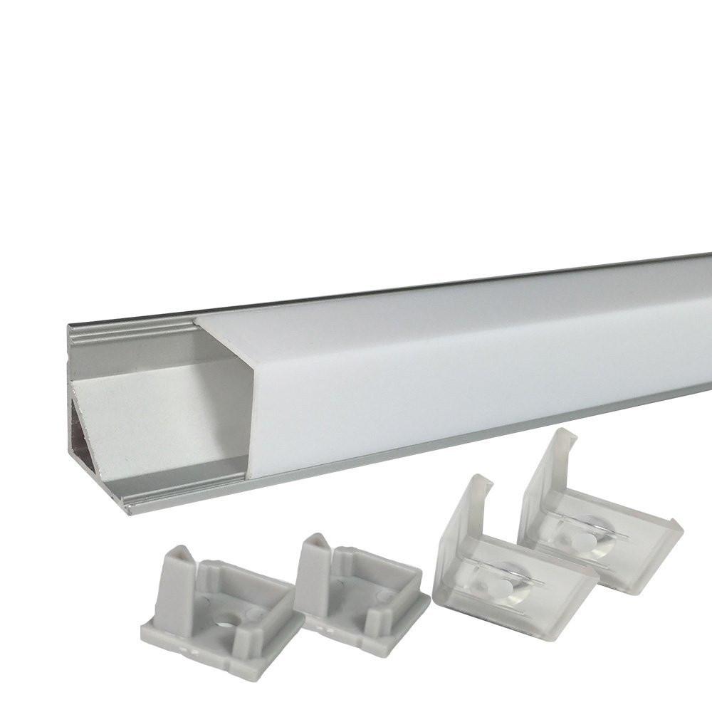 5/10/25/50 Pack Silver V01 16x16mm V-Shape Vertical Angle Cover Internal Width 12mm Corner Mounting LED Aluminum Channel with End Caps and Mounting Clips Aluminum Extrusion - LEDStrips8