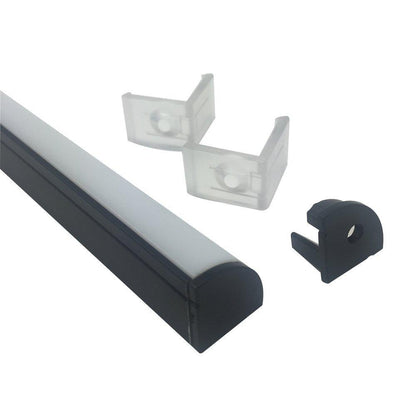 5/10/25/50 Pack Black V02 16x16mm V-Shape Curved Cover Channel Internal Width 12mm Corner Mounting LED Aluminum Channel with End Caps and Mounting Clips Aluminum Profile - LEDStrips8