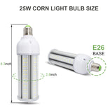 25W LED Corn Light Bulb, E26 Medium Screw Base, 6500K Daylight White 2400 Lumens, 100 Watt Equivalent Metal Halide Replacement for Indoor Outdoor Large Area Lighting, Street and Area Light, HID, HPS