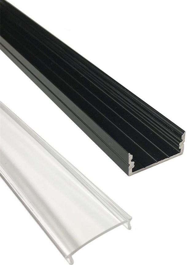 5/10/25/50 Pack Black U04 10x23mm U-Shape Internal Width 20mm LED Aluminum Channel System with Cover, End Caps and Mounting Clips Aluminum Extrusion for LED Strip Light Installations - LEDStrips8